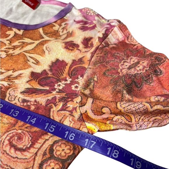 Glima Boho Artsy Top Size M Vintage Y2K Whimsigoth Venice Rose Print Shirt - Picture 5 of 8
